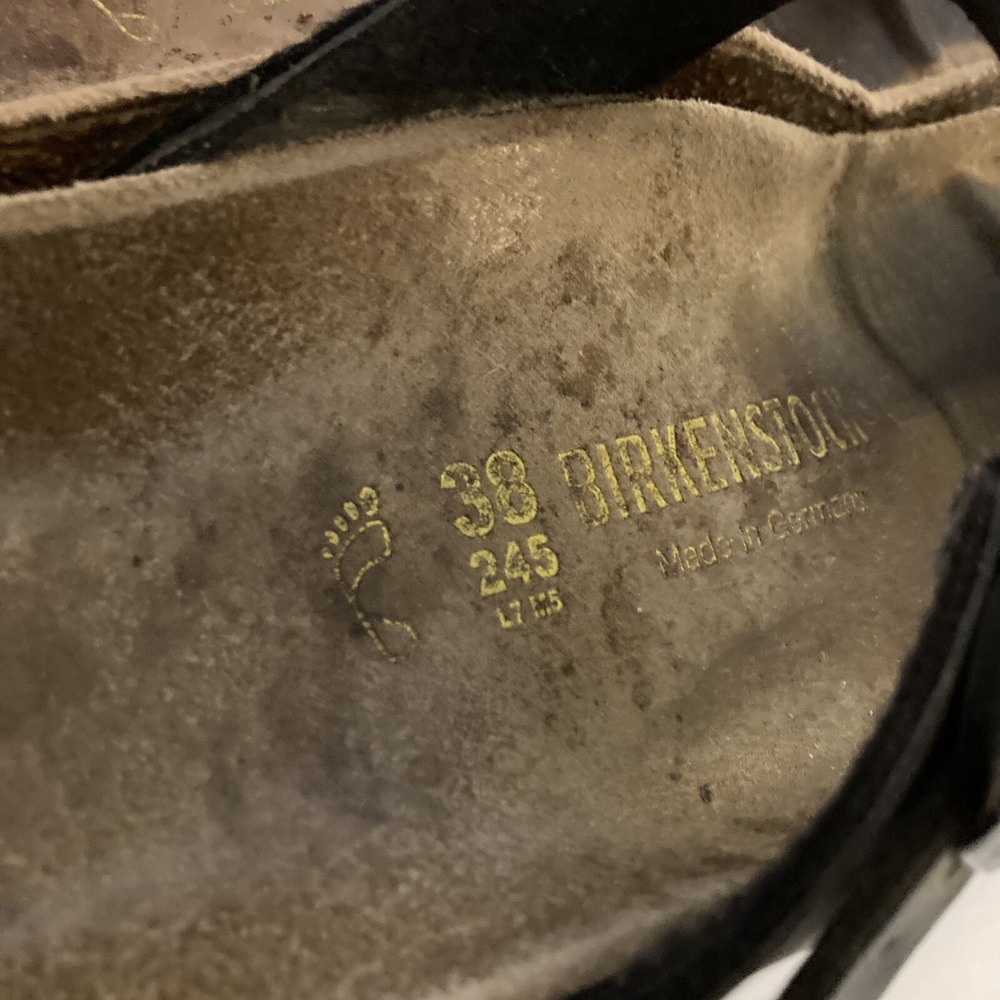 Birkenstock Gizeh 38 Black Leather Thong T Strap Sandals Womens 7 7.5 US FLAWS - Picture 13 of 14